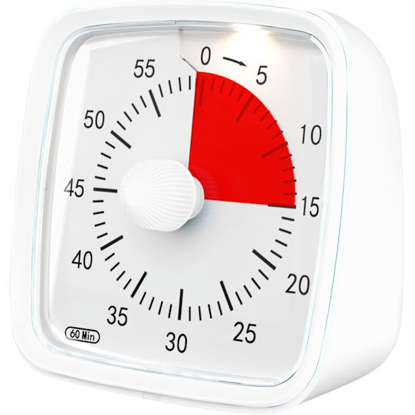 Visuel timer med natlys, 60 minutters nedtællingstimer til børn og voksne, lydløs klasseværelsestimer, tidsstyringsværktøj til hjem, skole, arbejde (blå)