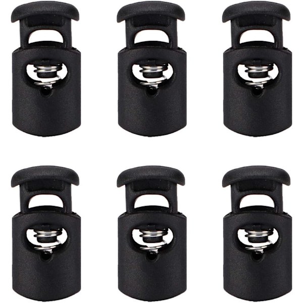 6 st plast snörlås stopp ändfjäder stopp enkel hål spärrfäste stopp repände för dragsko kläder, skosnören, väskor, camping, Bl