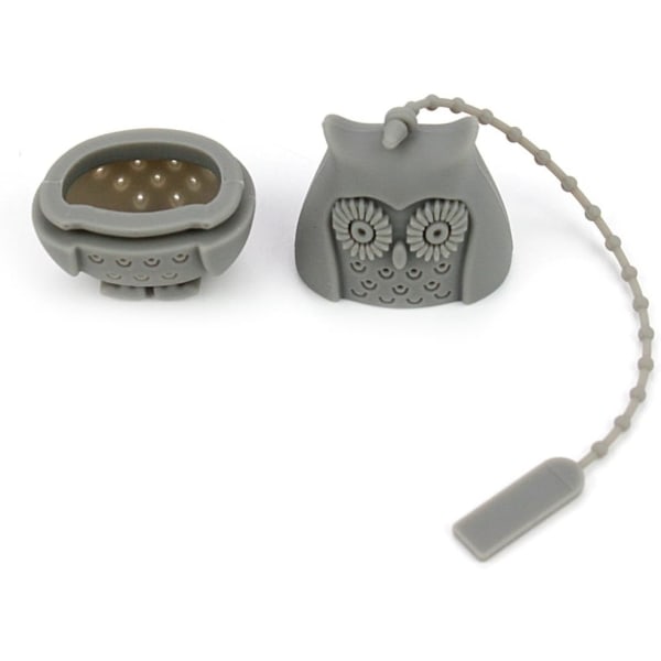 Himmelsblå, rosaröd, en bit vardera, set med 2 ugglaformade silikonteinfuser