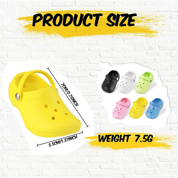 Miniberlocker, Set om 6, Roliga Skobärlock, Mini Söta Lilla Crocs Skodekorationer Charms Pack för Clog Shoe Bubble Slides Sandaler Dekoration (6 Färger