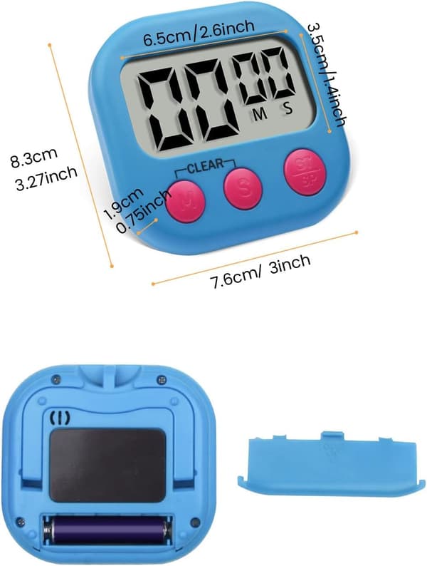 Magnetisk Köktimer med Stor LCD-Skärm, Pitasha Digital Timer med Hållare/Magnet/Hål, Magnettimer med Hög Larm för Kök, Bad, Klassrum
