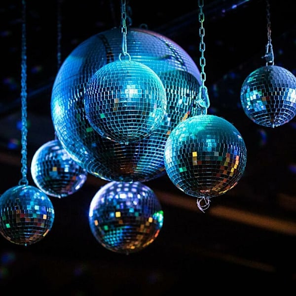 6 stycken silver facet boll disco spegel boule disco, discokula för disco fever 70-talet, hängande dekoration, glitterboll, för fest, karneval