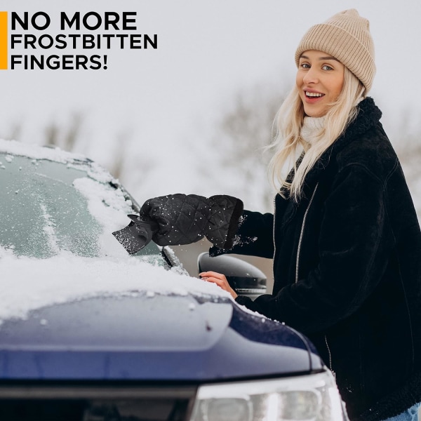 Bilskrapehansker for isfjerning | Vanntette varme hansker med tykt fleecefôr | Vindusskrape for is og snø