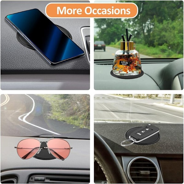 Pakke med 10 Sklisikre Matter for Bilens Dashbord, Vaskbar og Gjenbrukbar PU Gel for Oppbevaring av Telefon, Nøkkel, GPS, Solbriller, Mynter (8 x 8 cm)