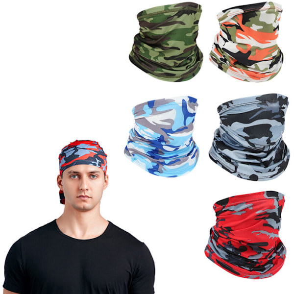 5 stycken solskyddsscarf, yttre silkesduk, cykelmask, tunn fiskefilt för män och kvinnor, magiskt sportband
