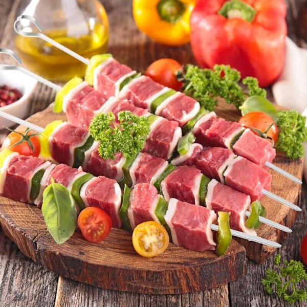 20 stk Grillspyd i rustfritt stål for BBQ, flate metallspyd 36cm