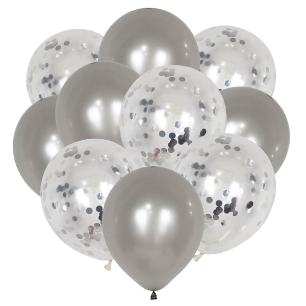 20 stk Sølv bursdagsdekorasjoner Sett Konfetti Ballonger og Happy