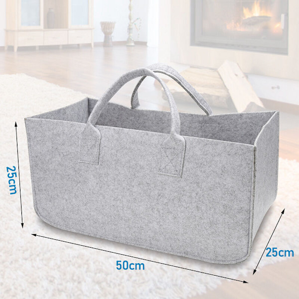 Filtväskor 2-delad filt korg för vedförvaring, stor hopfällbar filt - filt - grå 50 x 25cm