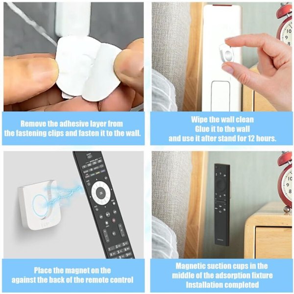 4-pack Magnetisk Fjärrkontrollhållare, TV Fjärrkontrollhållare, Väggmonterad Fjärrkontrollhållare, Magnetisk Hållare, Väggfäste för Fjärrkontroll, f