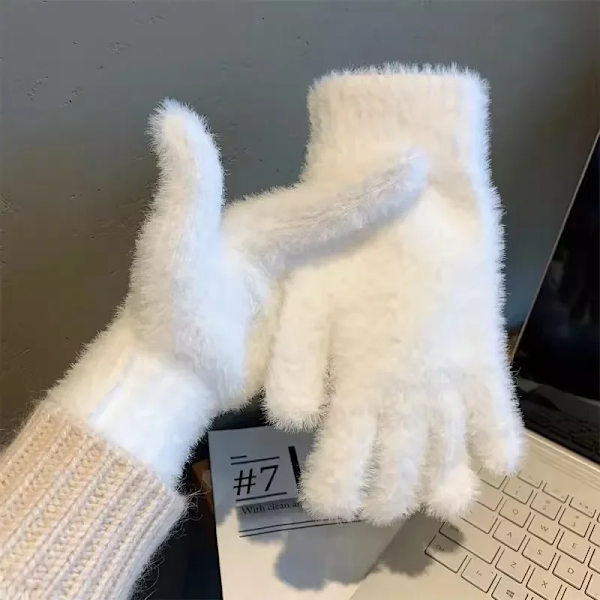 Förtjockade varma plyschfingerhandskar för hudvård, supermjuka, starka och köldtåliga