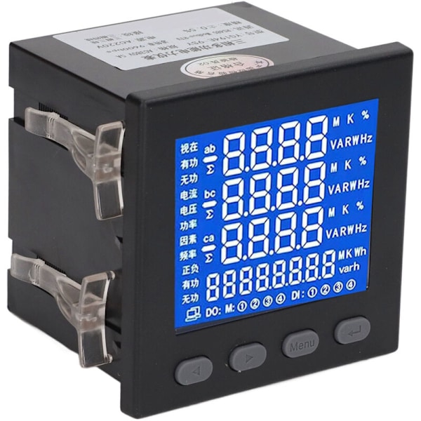 Svart trefas elmätare LCD Multifunktionell Blomlåda AC220V Energiöverenskommelse