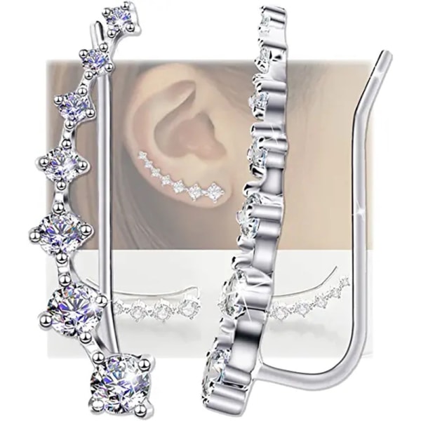 Crystals Ear Cuffs wish Korvakorut 925 Sterling Silver Hypoallergeni