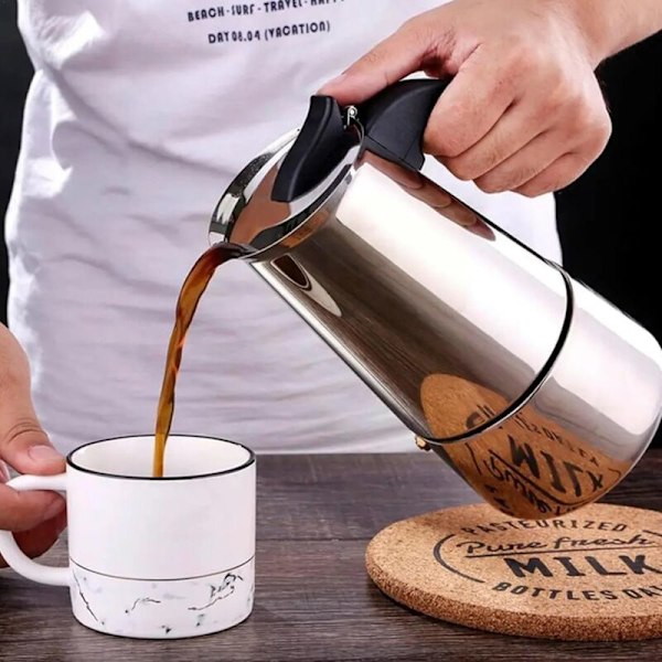 Italiensk kaffemaskine 12 kopper rustfrit stål kompatibel med alle typer komfurer 12 kopper