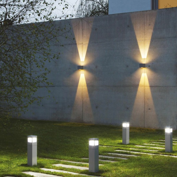 Udendørs væglampe med bevægelsessensor 12W LED væglampe, IP65, sensor væglampe til have/gang/sti, 6000K koldt hvidt, sort