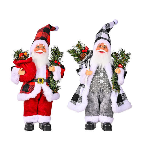 2-delt sett med julepynt, juleharpiks gammel mannspynt, jule rutete stoff, harpiks gammel mannspynt