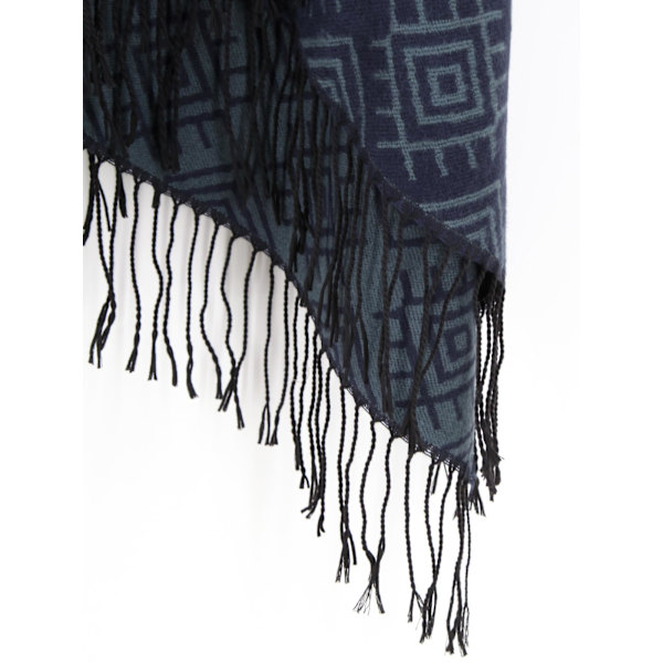 Vacker dam vintage stil kappa bohemisk sjal wrap tryckt tofs kofta etnisk stil sjal