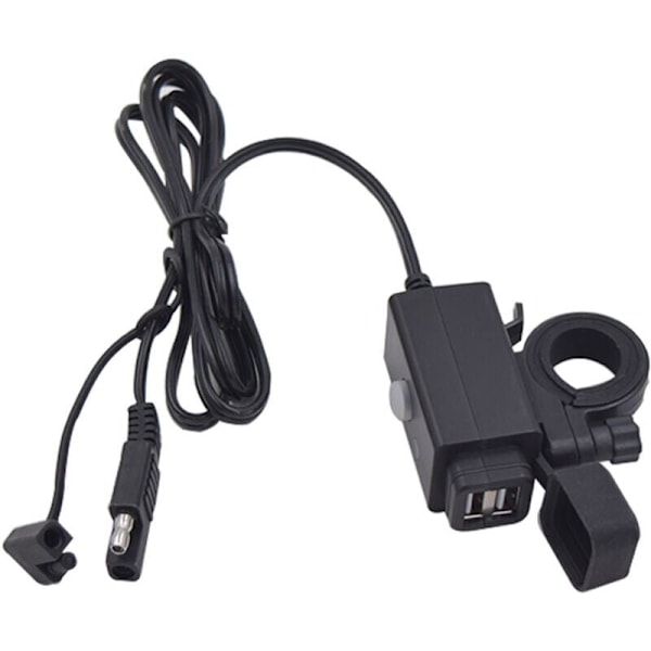 Vattentät Motorcykel USB-laddare med Strömbrytare 5V Dubbla Portar, Power Bank Laddare, Vattentät Smart Laddningsport med Strömbrytare för iPhone Samsung GPS etc