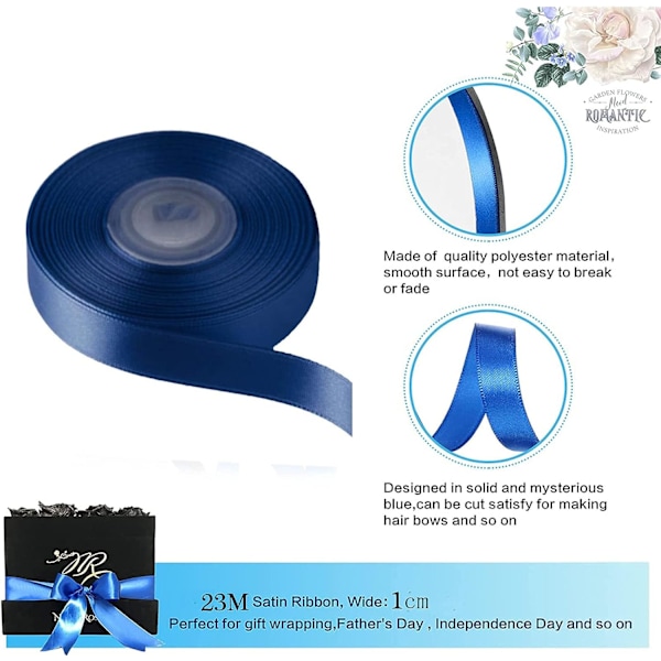 Presentförpackning Satängband, 20mmx91m Julband, DIY Presentband för Födelsedagsdekorationer, Festpresentförpackning, Sömnadshantverk eller Bröllopsdekor