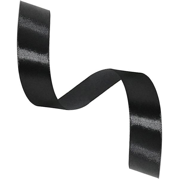 25mm x 22m Sort Satinbånd - Til Bryllup, Dåb og Fødselsdagsgave Dekoration Børnedag Gaver