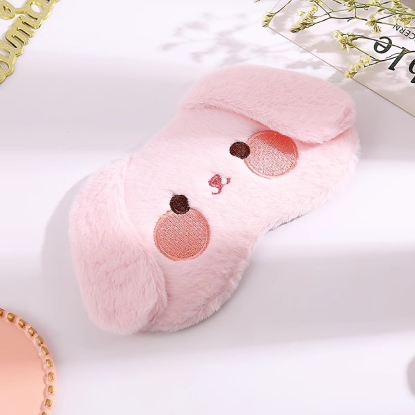 Cute Sleeping Eye Mask Plush Eye Mask Travel Sleeping Mask Super Soft Fun Eye Mask for Kids Girls and Adults Shy Bunny