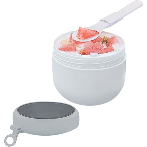 Assorterad frukostmugg (vit) läckagesäker yoghurtmugg med sked, praktisk bärbar assorterad frukostmugg, 600 ml utomhus snacksburk