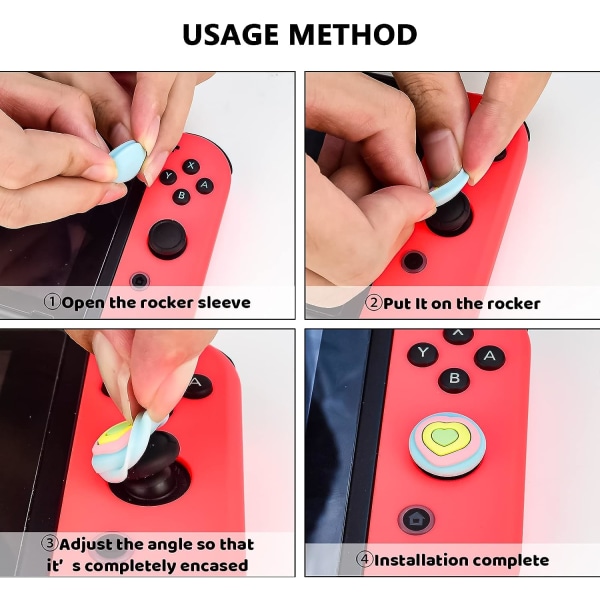 4 st greppskyddskåpor kompatibla med Switch  Switch Lite（Vit och svart）, mjuka silikongreppskydd för Joy-Con-spelkontroll, 3D-analogt skydd