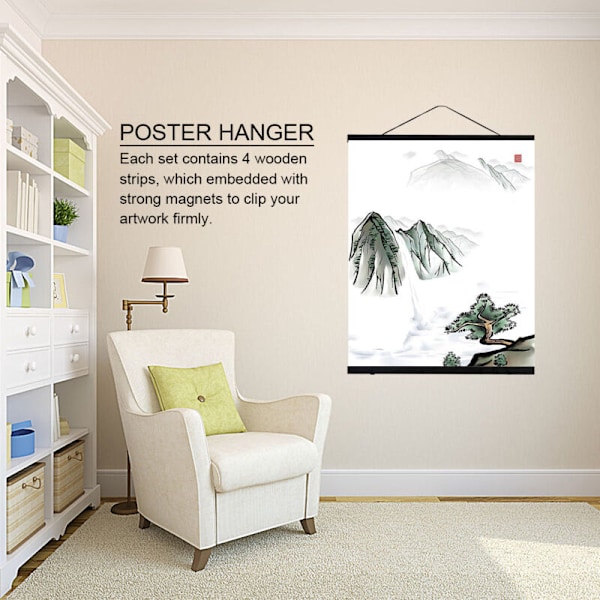 Moderne magnetisk fotoramme i treflis for DIY, plakater, ruller, trykk, kunstverk (50 cm)