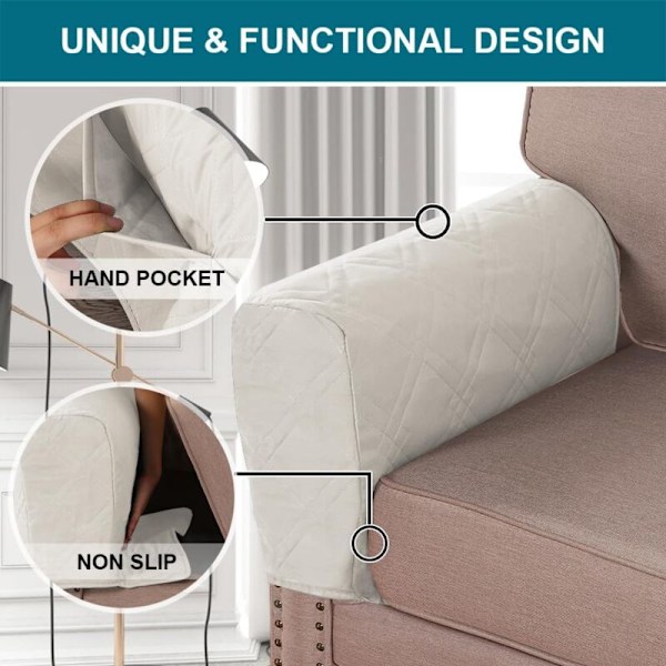 2 stk. Hvit Sengeorganiserer, Beskyttelsestrekk for Sofastol, Hengende Oppbevaringsveske for Seng/Sofa