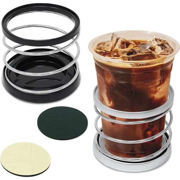 Set med 2 universella mugghållare i rostfritt stål för bilar, lastbilar, båtar, robusta och hållbara, perfekta för förvaring av muggar (svart, silver)