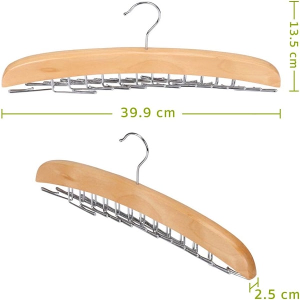 2-pack - Förkromade metallkrokar slipshållare galgar, bältesorganisatör, tillbehörs hållare för slipsar, bälten, halsdukar, halsdukar