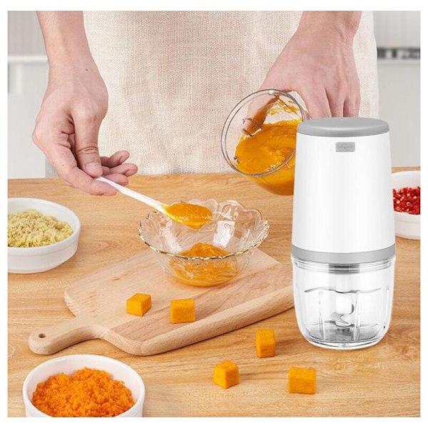 Mini mixers för baby, mini matberedare, 300ml Bébé blender, mini elektrisk hackare, mini matberedare med USB-laddning, elektrisk barnmixer