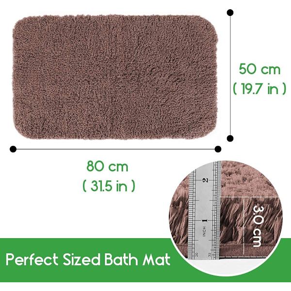 Absorberande halkfri badrumsmatta badrumsgolvmatta tjock fluffig mjuk polyester duschmatta maskintvättbar för kök toalett duschutgång (50 x 80cm Dar