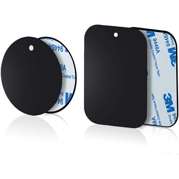 Sett med 4 fine metallplater for magnetisk biltelefonholder (2 runde og 2 rektangulære)
