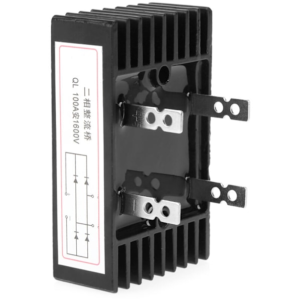 1 stk. 100A AMP 1600V Spænding 2 faser Broensretter med diode høj sort effekt