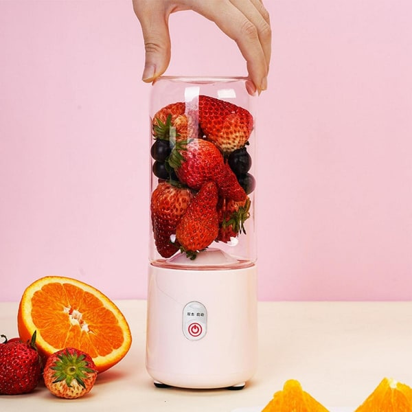 Bærbar Blender, 500ml Personlig Mini Flaske Blender Rejse Juicer Cup Mixer, Smoothie Blender Maker USB Genopladelig Rejse Håndholdt Frugt Juicer f