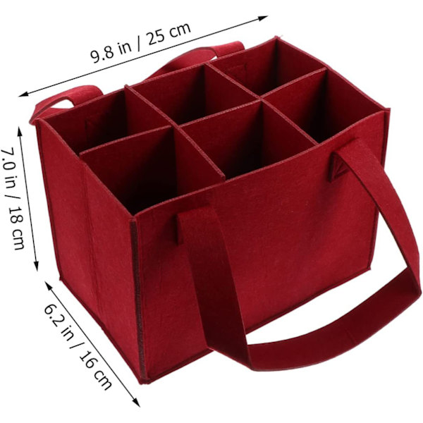2 kpl viinipullon pidikepussi, huopaviinipullopussi, 6 pullon viinipussi, huopaviinipullon säilytyspussi irrotettavilla väliseinillä 25*16*18cm punainen