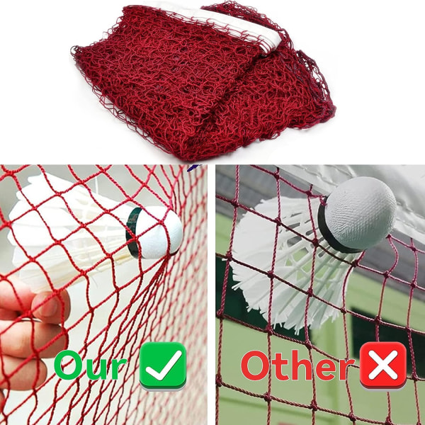 Sammenleggbart badmintonnett (rødt), bærbart badmintonnett, 610x76 cm volleyballnett, sammenleggbart og slitesterkt badmintonnett for innendørs eller utendørs S