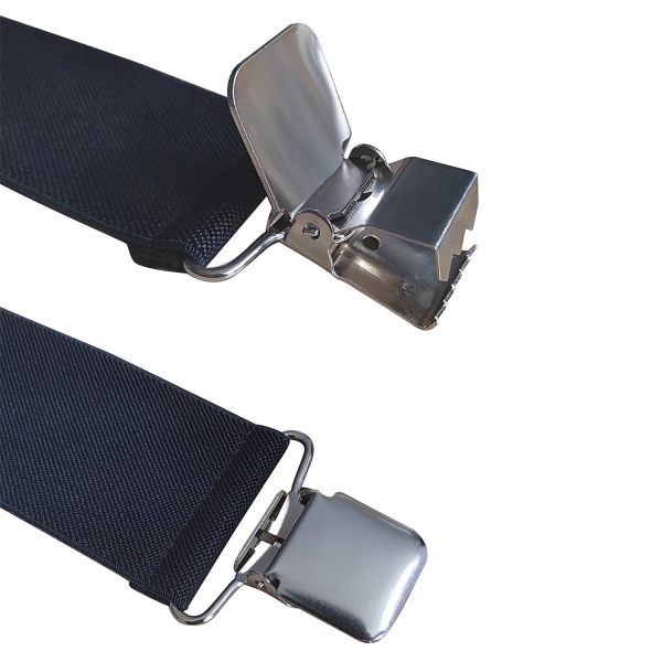 (svart) Herr Suspender Bred Suspender Justerbar Elastisk Herr Suspender med Starka Klämmor, 5cm bredd, 120cm längd