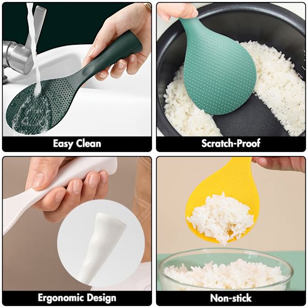 FireKylin Risspade, Silikonspade for ris med non-stick risspade Varmestandigs risspade Serveringsspade for ris (hvit)