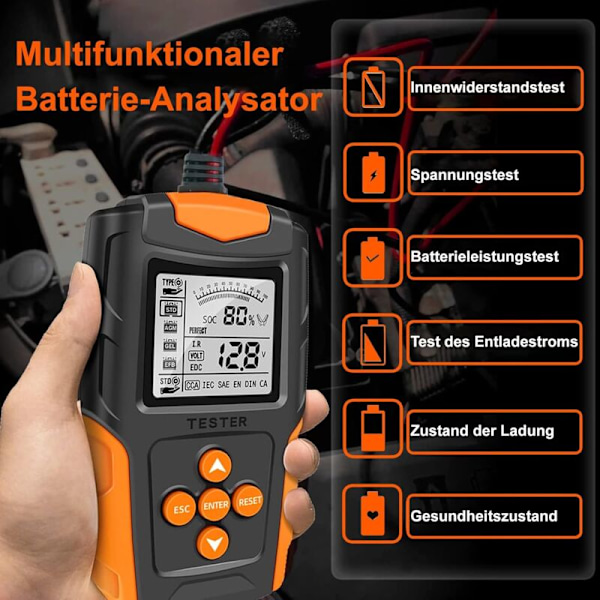 12 V/24 V bilbatteritestare - Bilbatteritestare - Billaddningssystem - Digitalt testverktyg - Bilbatterianalysator - Batteritestare för
