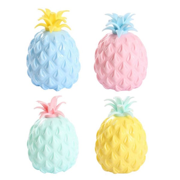 4 Pack Ananas Mjuka Leksaker 3D Squishy Leksaker Stressavlastning Squeeze Leksaker Fidget Leksaker för Barn och Vuxna