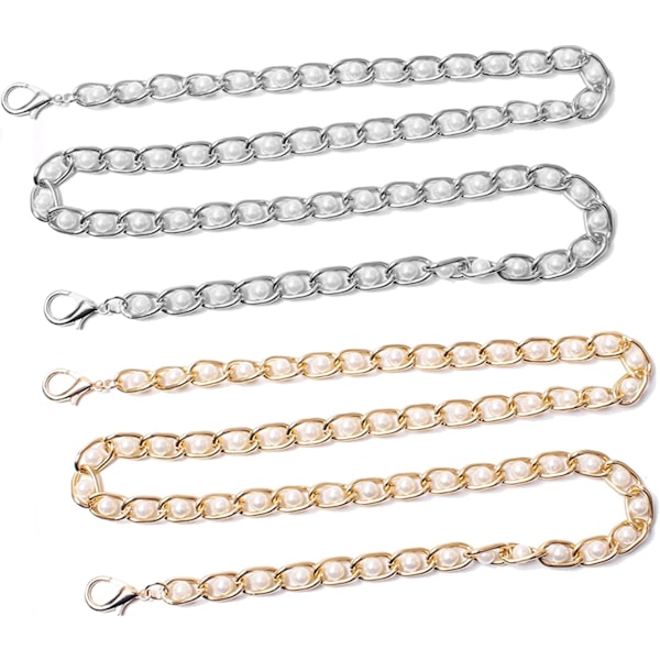 2-pack pärlade handväskkedjor, ersättningshandväskkedjor, 120 cm handväskkedja för handväskor