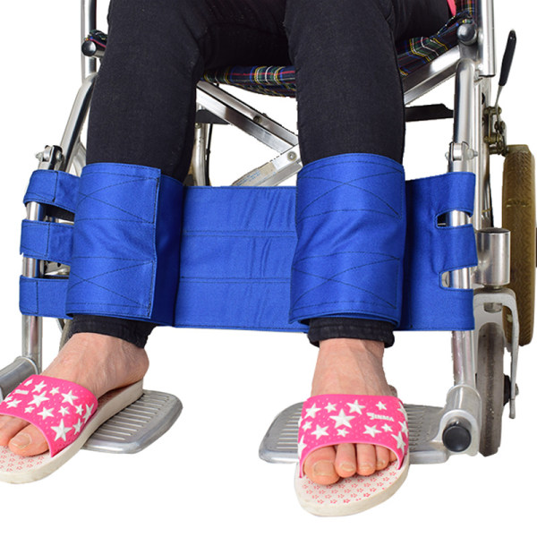 Kørestolsbenstropper (blå), justerbart elastikhjul i bomuld