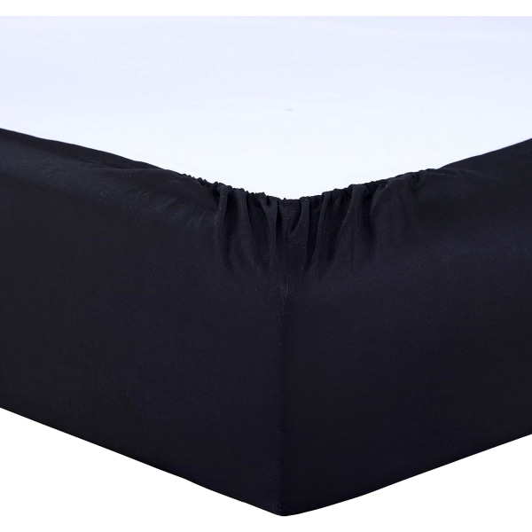 Tilpasset laken 150 x 200 cm - Farger: Svart - Bomull: 57 tråder - 4 elastiske hjørner