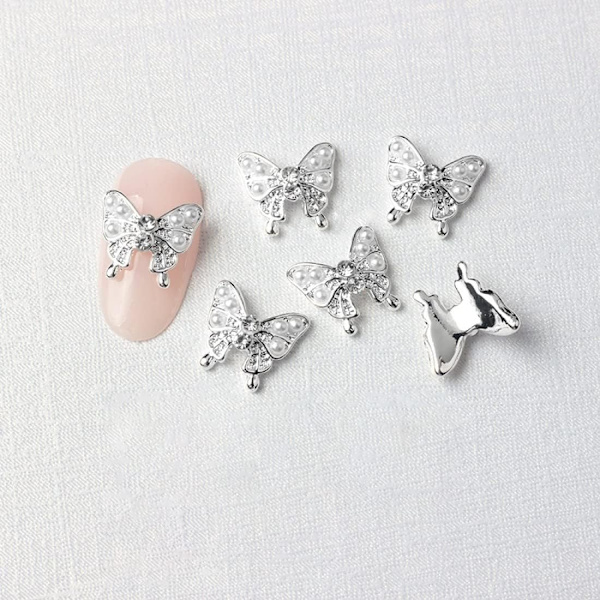 30 stk. sommerfugleformede neglepynt i legering, rhinsten-sløjfeformet neglepynt, til manicure, neglekunst, gør-det-selv-tilbehør, dekoration, manicure, neglepynt, tre stilarter