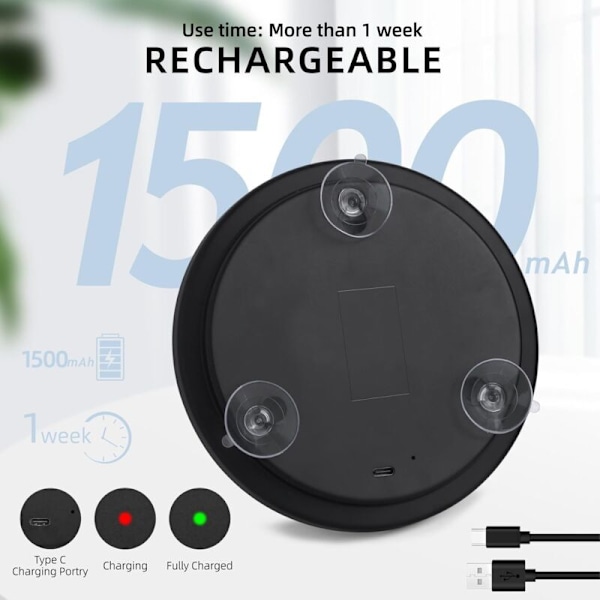 30x Förstoringsspegel med Ljus, Stor 15cm 3 Färger Spegel med 30x Dimbar Belysning med 3 Sugproppar, 30x Förstorande Resespegel, Hög Förstoring