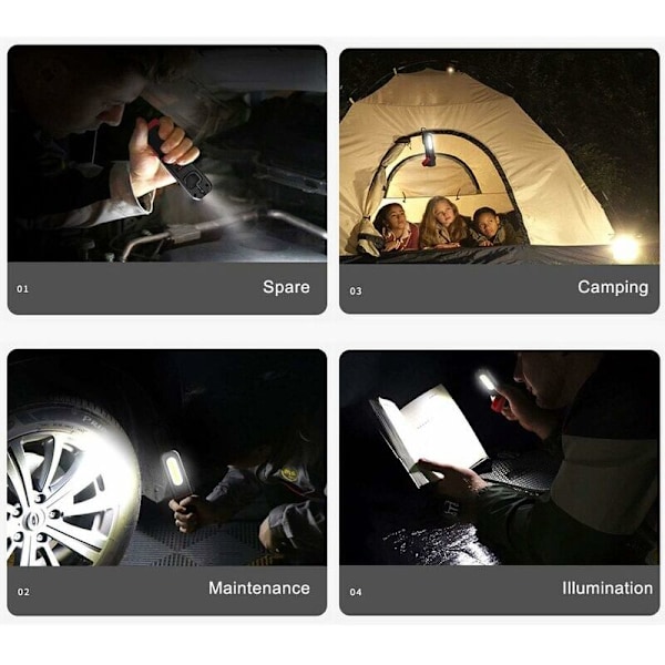 Ladattava LED-työvalaisin, 2 in 1 tarkastusvalaisin 360 asteen kierrolla ja 5W COB LED-taskulamppu magneettisella pohjalla ja koukulla koti- ja verstaskäyttöön
