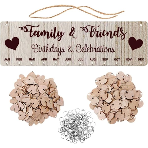 Födelsedagspåminnelsekalender för familj och DIY-vänner Väggmonterad träkalenderplatta för födelsedagspresent till mamma mormor
