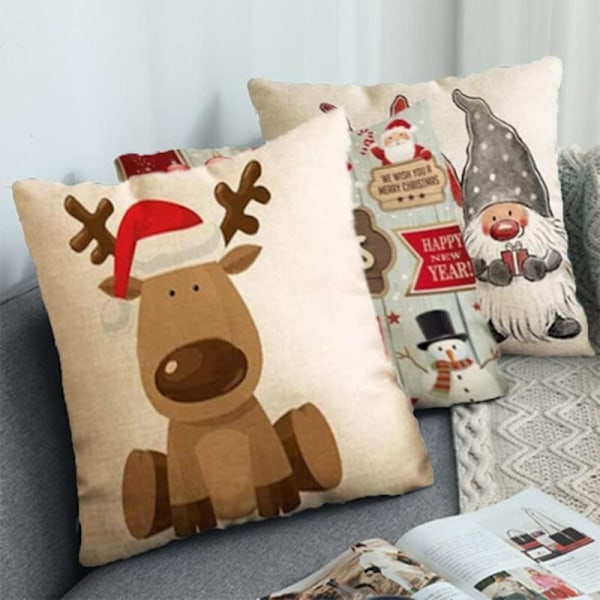 4 stk. Putetrekk med juletema, 45 x 45 cm juleputetrekk, juleputetrekk, juleputetrekk til sofa, juleputetrekk