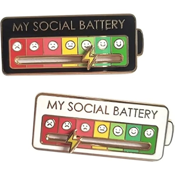 2pces 7 Days A Week Funny Enamel Mood Pins - Social Battery and Emotion Expression Lapel Pins for Women and Men